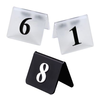 WORDFUN Desk Sign Plate, 3D Digital Acrylic Table Number Card, Transparent/Black Frosted Digital Card, for Restaurants, Special Events to Guide Guests to Their Seats
