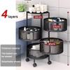 Bsetain Rotating Storage Rack Kitchen Storage Rack Floor-Standing 4 Tier,Rotating Fruit Vegetable Storage Basket,Household Storage Shelf view 4