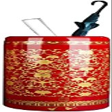 Bsetain Umbrella Stand Rack for Entryway Hallway Front Door, Red Round Ceramic Umbrella Racks Stand, Retro Umbrella Holder with Pattern for Flower/Decor/Trekking Poles (Size : Small)
