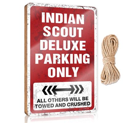 CakJuice Home Door Sign Indian Scout Deluxe Parking Only Wooden Sign Spring Porch Decor Posters & Prints (Size : 20X30CM)