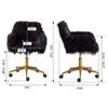 Black Modern Faux Fur Home Office Chair, Fluffy Chair for Girls, Makeup Vanity Chair with Gold Plating Base view 2
