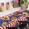 Childom Patriotic Party Supplies,152Pcs American Flag Themed Party Set,Patriotic Party Decorations,American Flag Tablecloth,4th of July Plates Cups,Red White and Blue Decor for Outside,Picnic,Memorial view 4