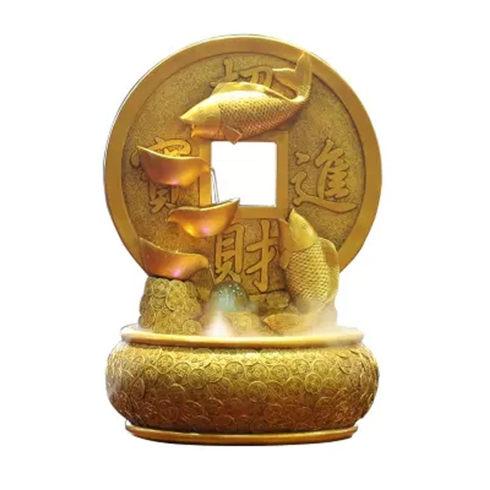 BONAD Desktop Fountains Desktop Fountain Waterfall Decoration with Rotating Decorative Ball Golden Koi Desktop Decoration Lucky Good Luck Waterfall Fountain Home/Office Decor (Size : L)