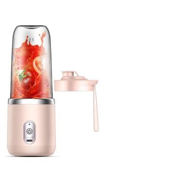 6 Blades Portable Juicer Juicer Juice Cup Fully Automatic Small Electric Juicer Smoothie Blender Crushed Ice Cup Food Processor (Color : Pink juicer lid)