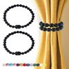 Black Curtain Tiebacks Magnetic 2 Pack: Strong Magnets Closure, Wood Bead Curtain Tiebacks Holders, Drapery Tie Backs Magnetic Curtain Holdbacks for Boho Farmhouse Home Office Room Nursery Decor view 1