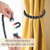 Black Curtain Tiebacks Magnetic 2 Pack: Strong Magnets Closure, Wood Bead Curtain Tiebacks Holders, Drapery Tie Backs Magnetic Curtain Holdbacks for Boho Farmhouse Home Office Room Nursery Decor view 2
