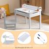 Costzon Kids Table and Chair Set, Flip Top Kids Art Craft Table w/Chair for Playroom Kindergarten, Toddler Drawing Writing Desk Set w/Paper Roll & 2 Markers, Gift for Boys Girls Ages 3+ (Gray) view 4