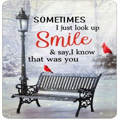 Vintage Cardinal Bird Vintage Tin Sign Sometimes I Just Look Up Smile And Say I Know That Was You Vintage Metal Poster Home Cafe Garage Bathroom Bar Restaurant Bar Club Wall Decoration 24x32 Inches