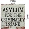12 * 8 INCH Asylum For The Criminally Insane Madhouse, Mental Hospital, Institution, Loony Bin, Sanatorium Home, Gaming Room Metal Funny Sign 8x12" Inches view 3