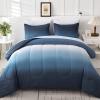 Anibedding Blue Comforter Set Queen - 7 Pieces Ombre Blue White Microfiber Bedding Set - All Season Down Alternative Light Ocean Sea Abstract Bed in a Bag for All Season (90" x90") view 1