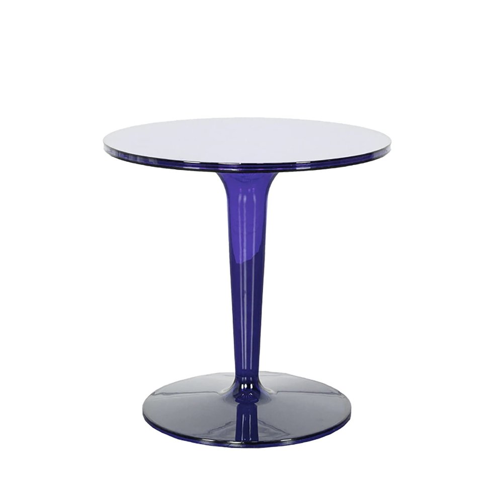 AoForce Acrylic Side Table,Clear Small Round End Table for Living Room,Bedroom,Office | Modern Nightstand with Post for Drink,Food,Snack,Assembly (Color : Blue)