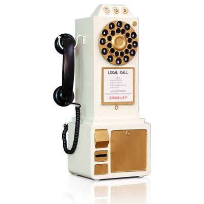 Antique Telephone - Rotary Dial Landline Phone Model Vintage Classic Phone Props Retro Wall Mounted Crafts Ornaments Cafe Bar Window Booth Decoration - 9.8''L x 6.3''W x 19.7''H, White