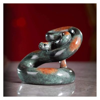 ALDEPO Sculpture Tabletop Chinese Zodiac Snakecopper Collectible Figurines Table Upscale Decor Statue Suitable for Gifts Statue