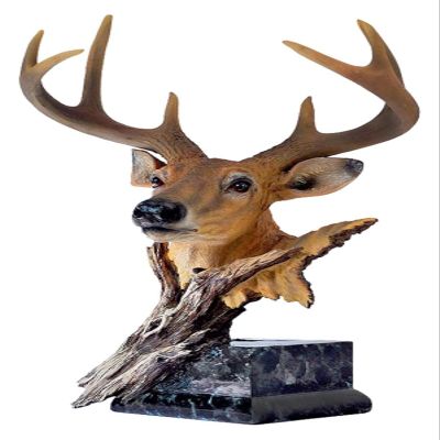 ALDEPO Sculpture Tabletop Deer Head Decorations High-end Opening Gifts Decorations Office Decorations Deer Sculpture Hand-cast Resin Decorative Sculpture Statue