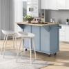 Rolling Kitchen Island with Spice Rack,Towel Rack and Extensible Solid Wood Table Top,Utility Portable Multi-Storage Cart on Wheels,Serving Bar Cart for Kitchen,Dining Room-Grey Blue view 2