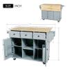 Rolling Kitchen Island with Spice Rack,Towel Rack and Extensible Solid Wood Table Top,Utility Portable Multi-Storage Cart on Wheels,Serving Bar Cart for Kitchen,Dining Room-Grey Blue view 4
