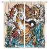 Asian Decorative Curtains, Chinese Dragon and Tiger Mountain Waterfall Yin Yang Symbol Watercolor Style, Boy Teen Bedroom Living Room Curtains, 2 Panels, 63 X 72 Inches. view 1
