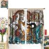 Asian Decorative Curtains, Chinese Dragon and Tiger Mountain Waterfall Yin Yang Symbol Watercolor Style, Boy Teen Bedroom Living Room Curtains, 2 Panels, 63 X 72 Inches. view 3