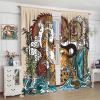 Asian Decorative Curtains, Chinese Dragon and Tiger Mountain Waterfall Yin Yang Symbol Watercolor Style, Boy Teen Bedroom Living Room Curtains, 2 Panels, 63 X 72 Inches. view 4