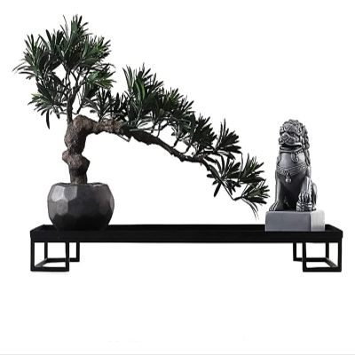 ALDEPO Sculpture Tabletop New Chinese-Style Desktop Podocarpus Bonsai Ornaments Indoor Desktop Ornaments Plant Desktop Decoration Statue