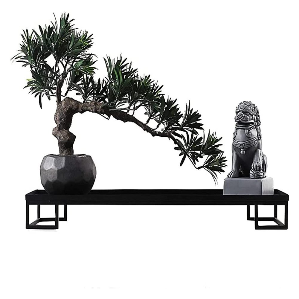 ALDEPO Sculpture Tabletop New Chinese-Style Desktop Podocarpus Bonsai Ornaments Indoor Desktop Ornaments Plant Desktop Decoration Statue