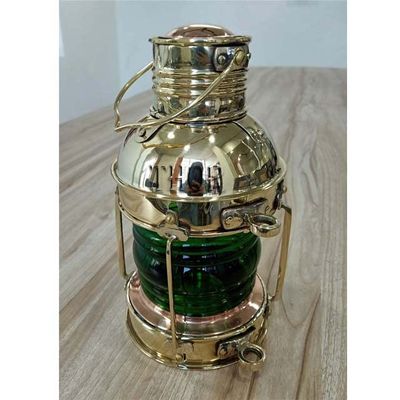 Brass Lantern Lamp Green Glass 5x10 inches Lamp Decorative Hanging Lantern Marine Ship Lamp Home Decor