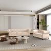 AVZEAR 2-Piece Living Room Sectional Sofa Set, Upholstered Sofa Modern Sofa Couches Set Style Button Tufted, Velvet Chesterfield Sofa for Living Room Apartment, 2+3 Seat Beige view 2