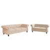 AVZEAR 2-Piece Living Room Sectional Sofa Set, Upholstered Sofa Modern Sofa Couches Set Style Button Tufted, Velvet Chesterfield Sofa for Living Room Apartment, 2+3 Seat Beige view 3