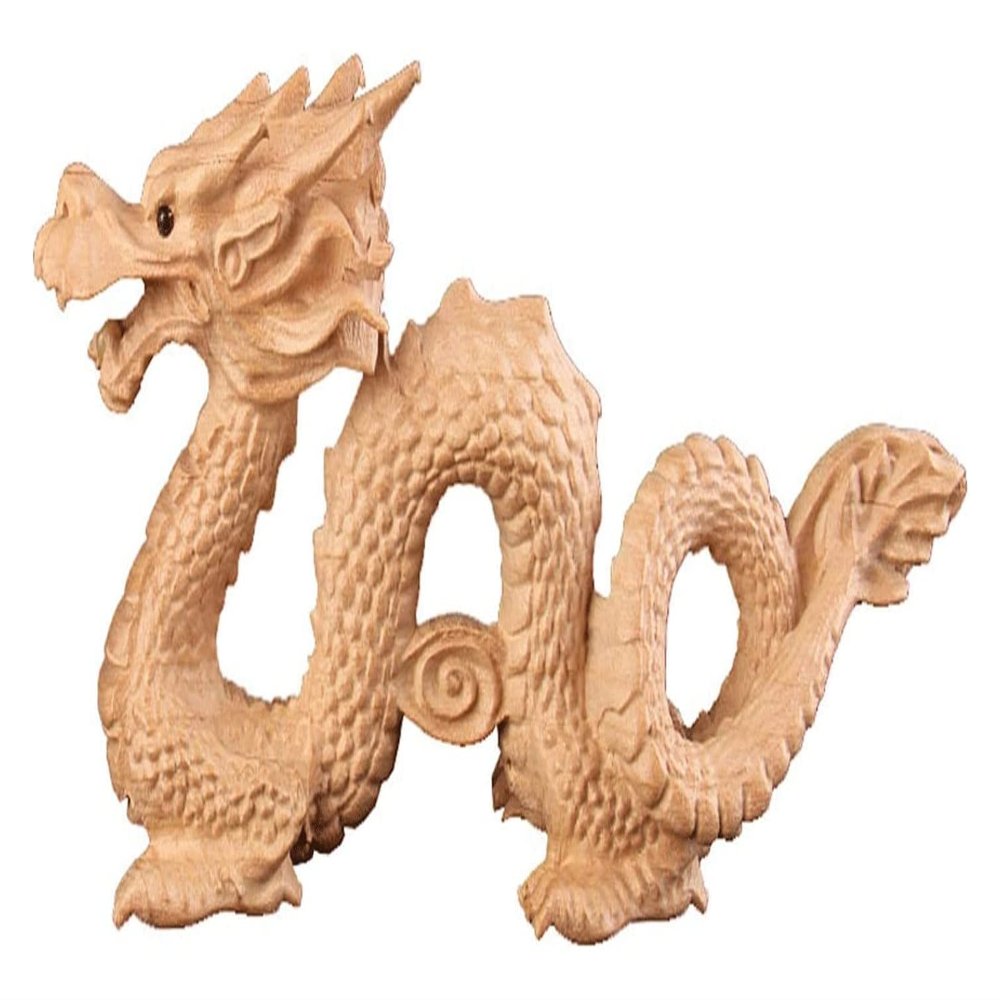 ALDEPO Sculpture Tabletop Peach Wood Dragon Ornaments Chinese Zodiac Dragon Sculpture Hand-Carved Statue That Brings Good Luck and Attracts Wealth Statue (Color : Natural, Size : S)