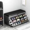 Shoe Cabinet with 3 Flip Drawers, Storage Shoe Bench with Padded Seat, Entryway Bench with Lift Top Storage Box, Modern Shoe Rack Organizer for Bedroom Hallway(80x30x51cm(31x12x20inch), A) view 1