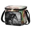 bisibuy Black Horse Running Clear Lunch Bag Stadium Approved PVC Plastic See Through Lunch box with Adjustable Strap for Sports Events Concerts Office view 2