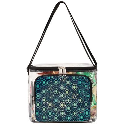 bisibuy Circle Ethnic Pattern Clear Lunch Bag Stadium Approved PVC Plastic See Through Lunch box with Adjustable Strap for Sports Events Concerts Office