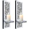 ZOLAPI Set of 2 Crystal Crush Diamond Candle Sconces, Gorgeous Silver Mirrored Wall Sconce, Candle Holder Glass Wall Decorations for Home Dcor, Living Room, Dining Room. view 1