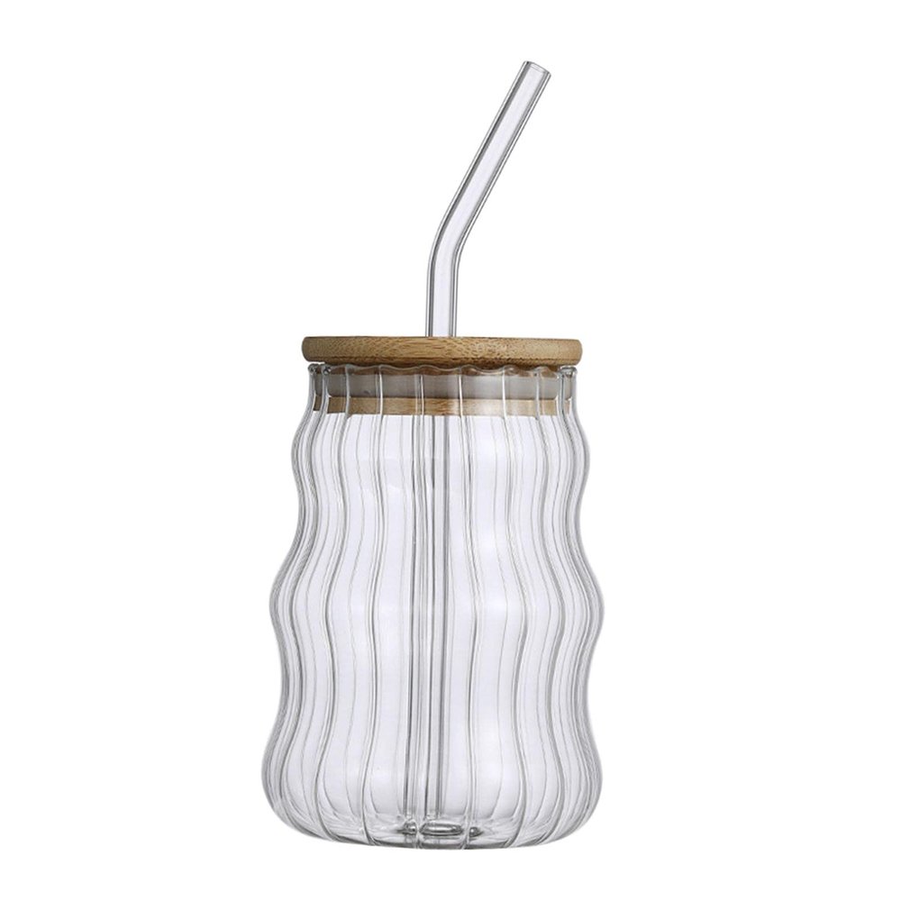 AAGAZA Household Glass Jar Durable Reusable Transparent Drinkware Coffee Cup High Borosilicate Glass for Kitchen Camping Coffee Milkshake Smoothies, A/515