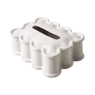 AAGAZA Ceramic Tissue Dispenser Box Decoration Fashion Housewarming Gift Ornaments Modern Napkin Holder for Hotel Vanity Table Home Desk End Table, Argent/1328 (Color : Branco)