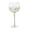 AAGAZA Elegant Goblet Champagne Flutes Drinkware Delicate Photo Props Decoration 14oz Drinks Glass for Holiday Bar Restaurant Housewarming Beverage, Green Flower/363 view 1