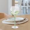 AAGAZA Elegant Goblet Champagne Flutes Drinkware Delicate Photo Props Decoration 14oz Drinks Glass for Holiday Bar Restaurant Housewarming Beverage, Green Flower/363 view 3