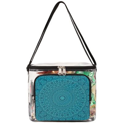 bisibuy Mandala Bohemian Pattern Clear Lunch Bag Stadium Approved PVC Plastic See Through Lunch box with Adjustable Strap for Sports Events Concerts Office