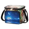 bisibuy Floral Waterlily Glitter Moon Star Clear Lunch Bag Stadium Approved PVC Plastic See Through Lunch box with Adjustable Strap for Sports Events Concerts Office view 2