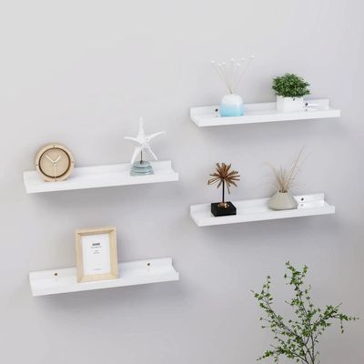 WEHUOSIF Wall Shelves 4 pcs,Wall Mount Shelf,Living Room Shelves,Floating Kitchen Shelves,Bathroom Wall Shelf Organizer,Bedroom, Living Room, Bathroom, High Gloss White 15.7"x3.5"x1.2"