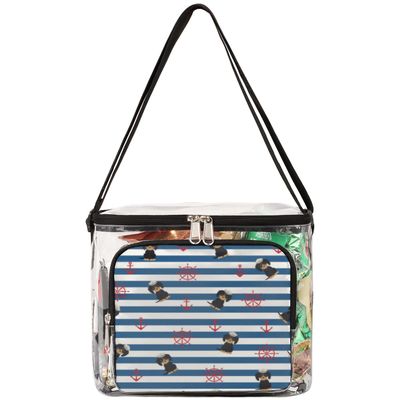 bisibuy Anchor Rudder Navy Dogs Clear Lunch Bag Stadium Approved PVC Plastic See Through Lunch box with Adjustable Strap for Sports Events Concerts Office