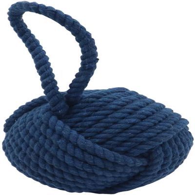 KPAVIR Handcrafted Cotton Rope Door Stopper with Handle  Heavy Decorative Door Stopper for Home & Office, Non-Slip Floor Protector, Modern Nautical Design (Blue)