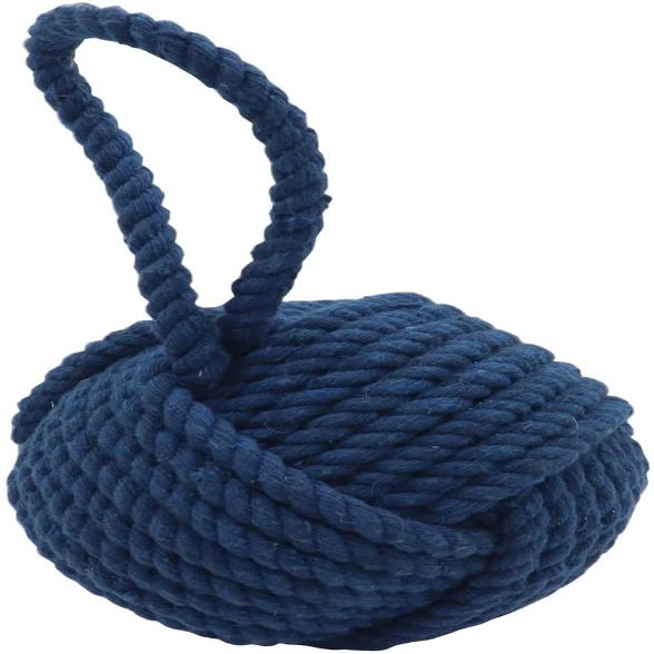 KPAVIR Handcrafted Cotton Rope Door Stopper with Handle  Heavy Decorative Door Stopper for Home & Office, Non-Slip Floor Protector, Modern Nautical Design (Blue)