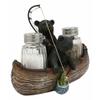1 Set Of Rustic 2 Black Bears Fishing In Canoe Boat Salt Pepper Shakers Holder view 2