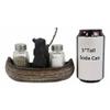1 Set Of Rustic 2 Black Bears Fishing In Canoe Boat Salt Pepper Shakers Holder view 4