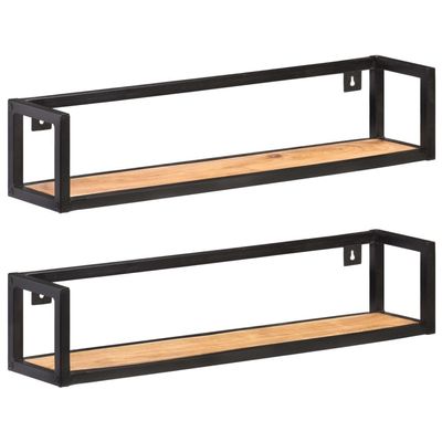 WEHUOSIF Wall Shelves 2 pcs,Wall Shelf,Wall Mounted Shelves,Rustic Wall Shelves,Decorative Shelves,Bedroom Storage and Organization,Plant Shelf Indoor,Knick Knack Shelf, 31.5" Solid Acacia Wood