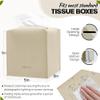 Tissue Box Cover Holder, PU Leather Tissue Box Cover Square with Bottom Belt, Cube Tissue Holder for Bathroom, Modern Organizer for Car, Office, Tabletop (Beige, 14 Leather Patterns) view 2