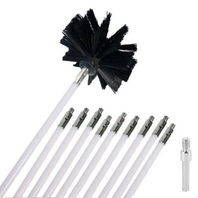 chimney sweep kit Chimney Brush,Dryer Duct Vent Long Handle Flexible Rod Chimney Brush Cleaning Tool Cleaning Dryer Duct Cleaning Tool Kit With 6/9/12/15 Rods,410mm,9 Rods ( Color : 9 Rods , Size : 61