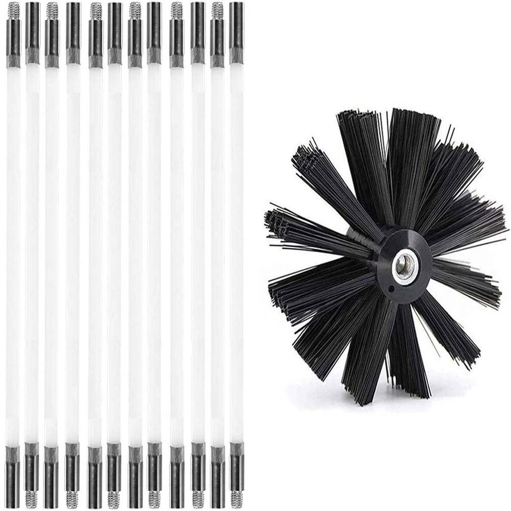 chimney sweep kit CHIMNEY SWEEP BRUSH FOR FIREPLACES KIT, Pellet Stove Cleaning Kit Chimney Pipes With Curves Includes 6/9/12/15 Flexible Rods Of 610 Mm And 1 Heads,12 Rods ( Color : 12 Rods , Size :