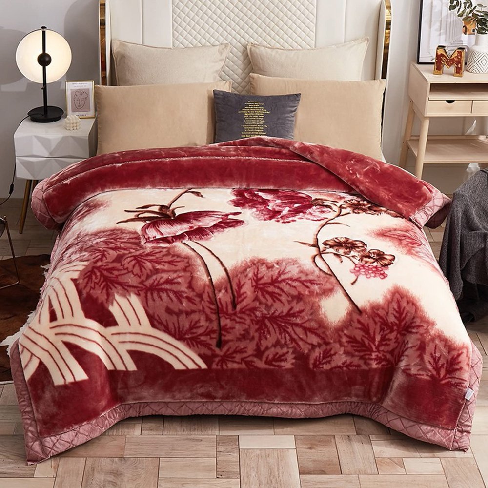 9 LB Soft Heavy Mink Blanket Queen Size 80"X90",Silky Soft Warm Winter Korean Style Mink Fleece Blanket 2 Ply Reversible Flannel Blanket for Couch Sofa Bed